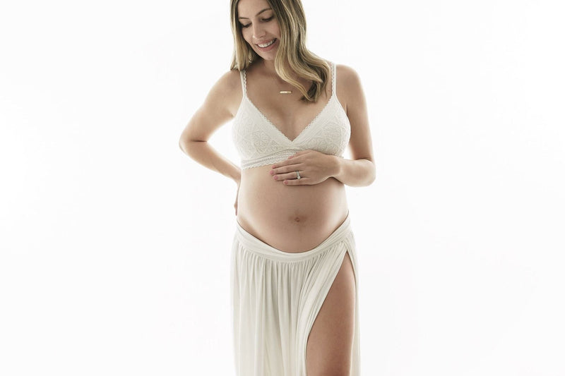 Maternity model wearing Roma Skirt by original designer Sew Trendy Accessories