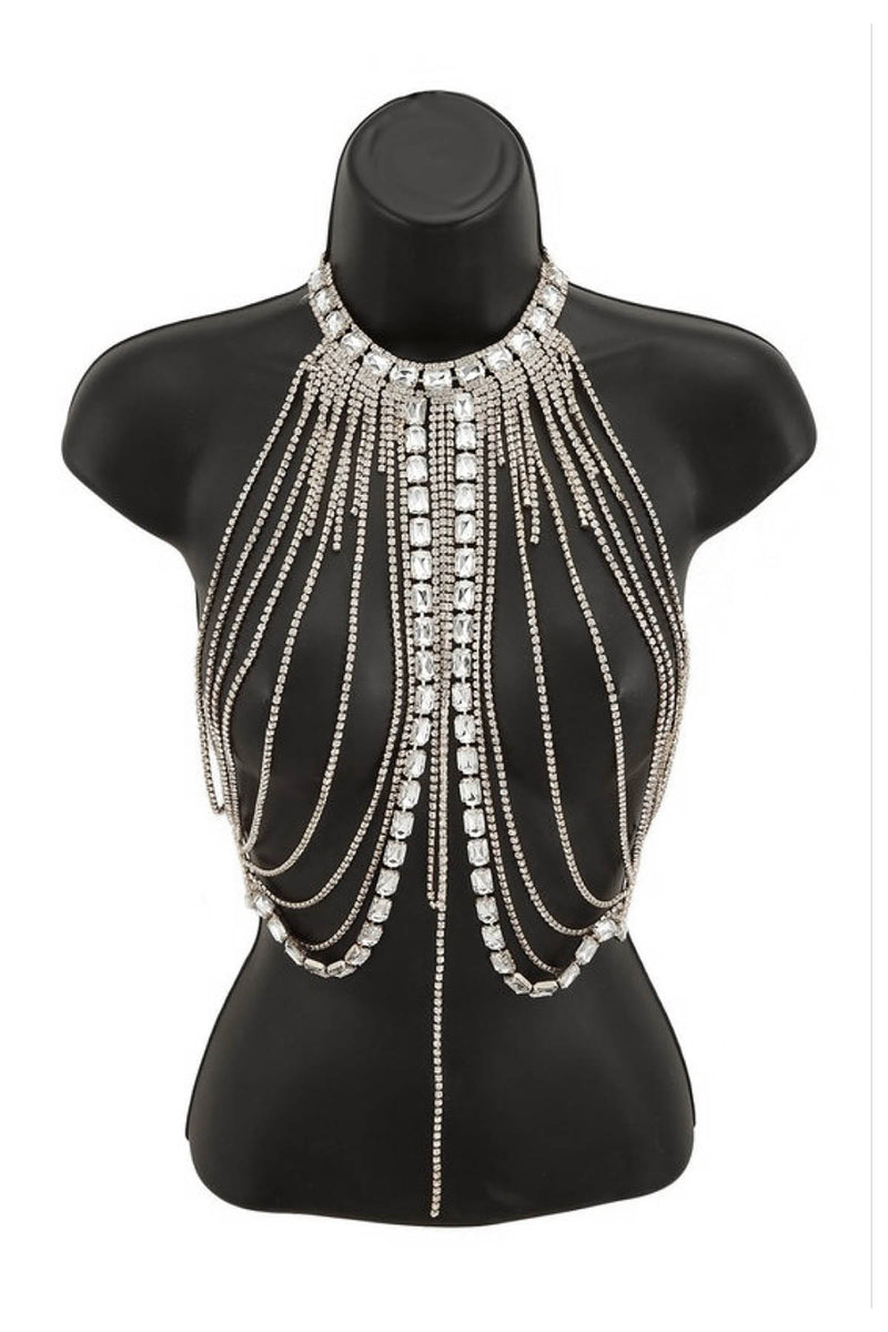 Rhinestone Multi-Strand Body Chain in Silver – Sew Trendy Accessories