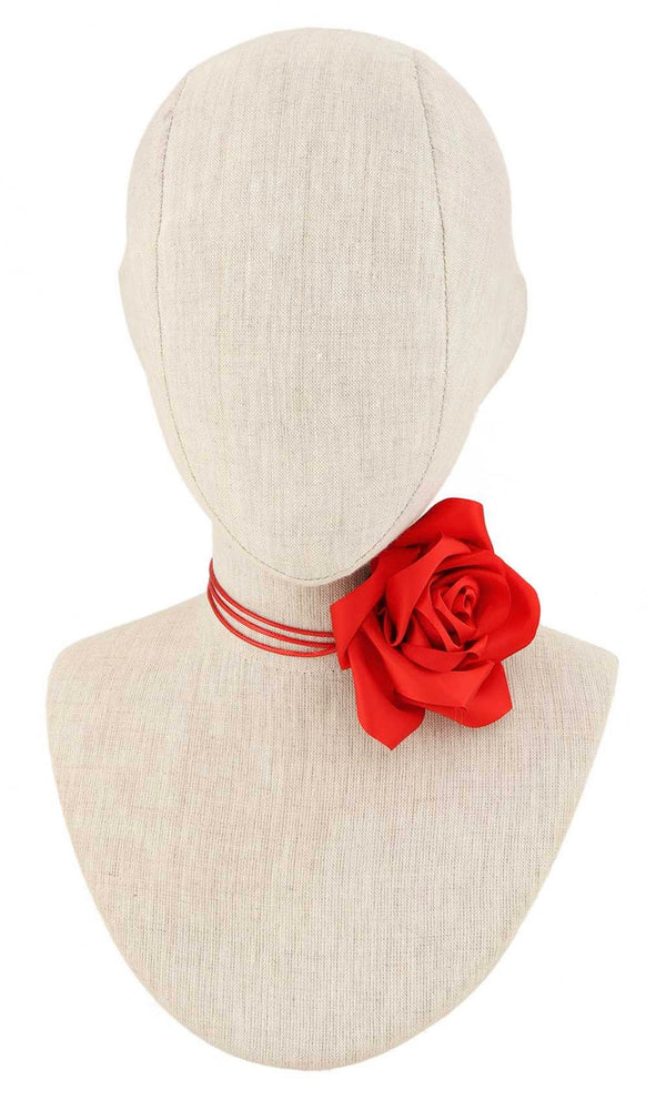 Rose Wrap Choker in Red