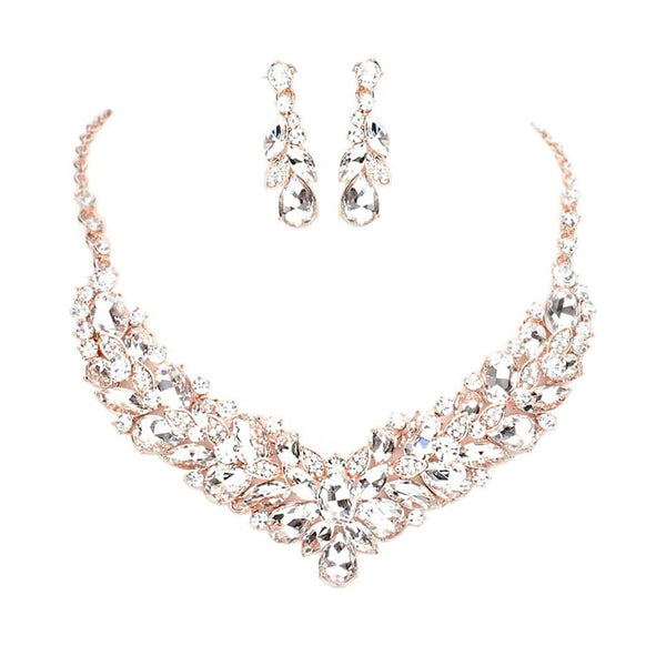 Morganite Rose Gold Earring and Necklace Set | KLENOTA