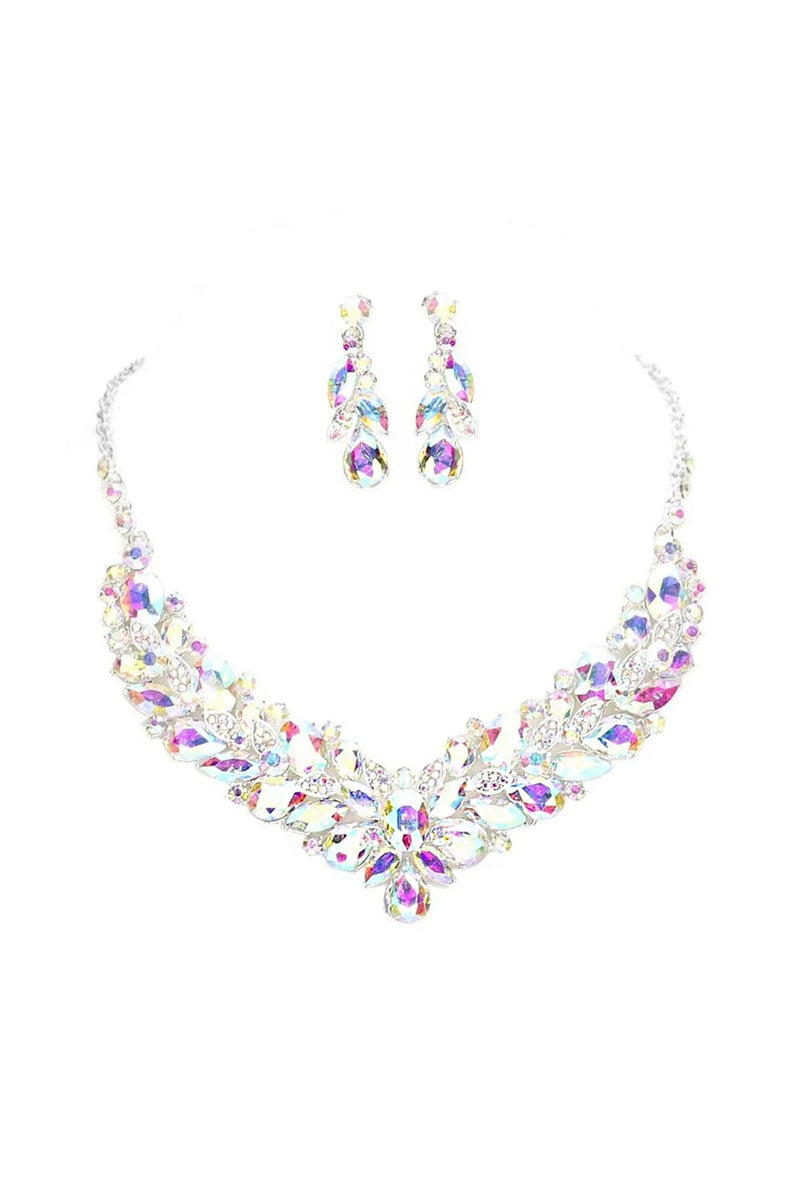 Cluster AB Rhinestone Statement Necklace & Earring Set
