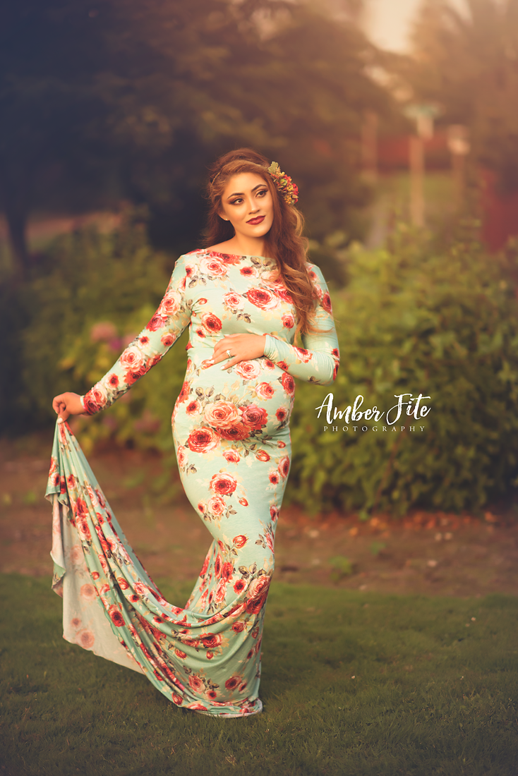 Floral Krysten Gown-Maternity Gown-Sew Trendy Accessories