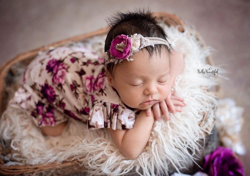 Ava Romper {taupe floral}-newborn dress-Sew Trendy Accessories