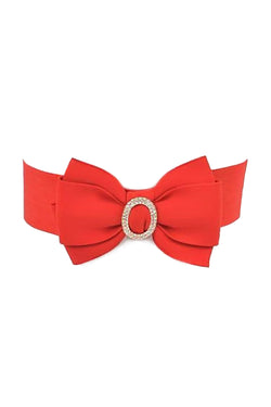 Deluxe Bow Stretch Belt in Red
