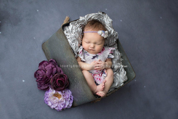 Ava Floral Romper {grey floral}-newborn dress-Sew Trendy Accessories