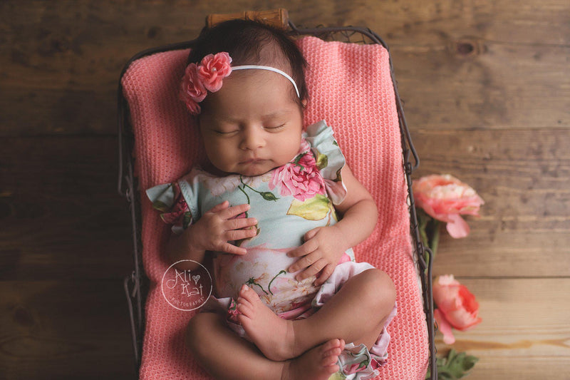 Ava Romper {mint floral}-newborn dress-Sew Trendy Accessories